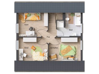 Massivhaus Raumwunder 100 von Town & Country Haus Deutschland Schlüsselfertig ab 204350€, Satteldach-Klassiker Grundriss 2