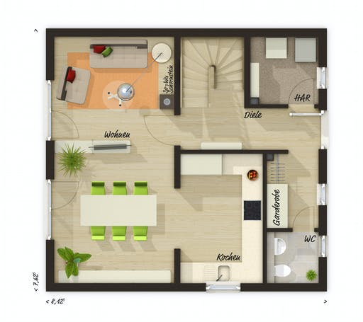 Massivhaus Raumwunder 90 von Town & Country Haus Deutschland Schlüsselfertig ab 180690€, Satteldach-Klassiker Grundriss 1