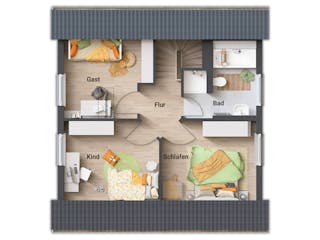 Massivhaus Raumwunder 90 von Town & Country Haus Deutschland Schlüsselfertig ab 194250€, Satteldach-Klassiker Grundriss 2