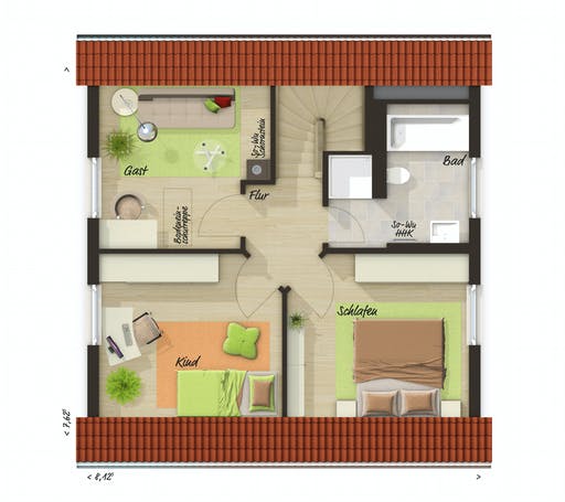 Massivhaus Raumwunder 90 von Town & Country Haus Deutschland Schlüsselfertig ab 180690€, Satteldach-Klassiker Grundriss 2