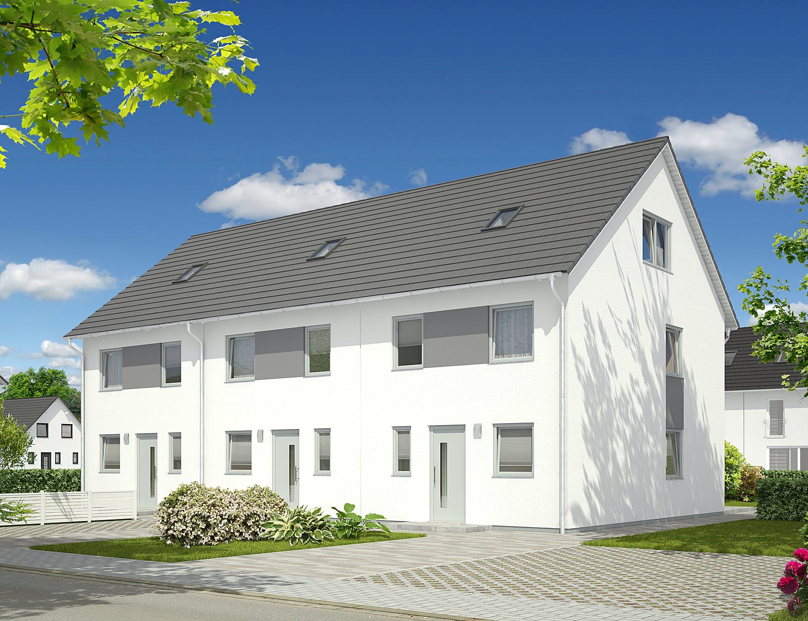 Massivhaus Mainz 128 Reihenmittelhaus von Town & Country Haus Deutschland Schlüsselfertig ab 232600€, Außenansicht 2