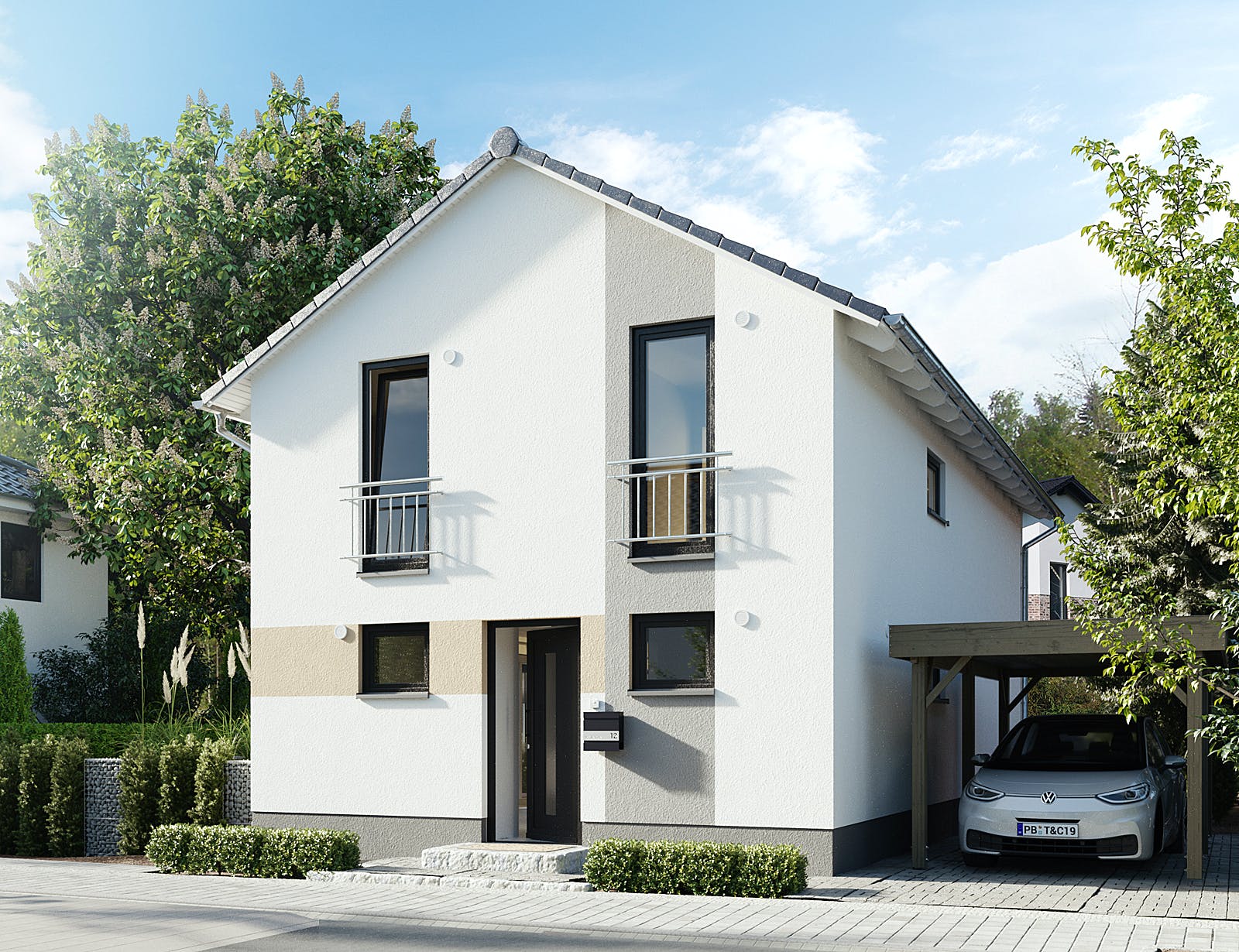 Massivhaus Stadthaus Aura 125 von Town & Country Haus Deutschland Schlüsselfertig ab 225690€, Außenansicht 2