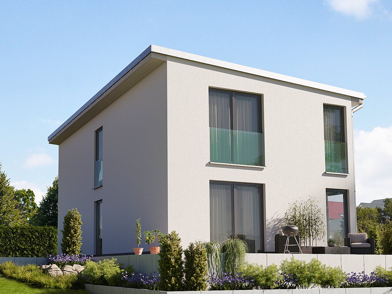 Massivhaus Stadthaus Aura 136 von Town & Country Haus Deutschland Schlüsselfertig ab 267150€, Pultdachhaus Außenansicht 1