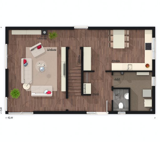 Massivhaus Stadthaus Aura 136 von Town & Country Haus Deutschland Schlüsselfertig ab 239240€, Pultdachhaus Grundriss 1