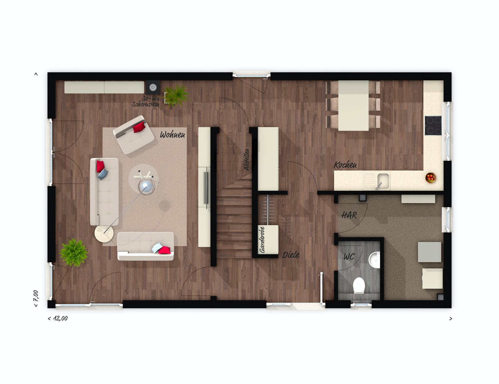 Massivhaus Stadthaus Aura 136 von Town & Country Haus Deutschland Schlüsselfertig ab 259850€, Pultdachhaus Grundriss 1