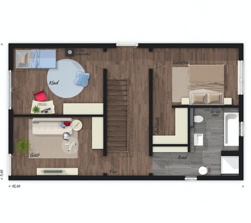 Massivhaus Stadthaus Aura 136 von Town & Country Haus Deutschland Schlüsselfertig ab 239240€, Pultdachhaus Grundriss 2