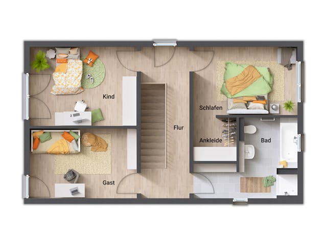 Massivhaus Stadthaus Aura 136 von Town & Country Haus Deutschland Schlüsselfertig ab 259850€, Pultdachhaus Grundriss 2