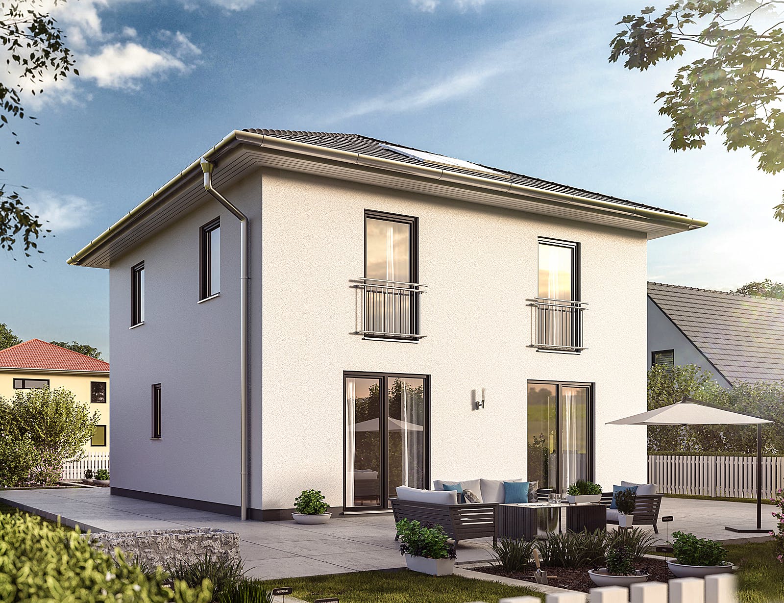 Massivhaus Stadthaus Flair 124 ZD von Town & Country Haus Deutschland Schlüsselfertig ab 230450€, Stadtvilla Außenansicht 2