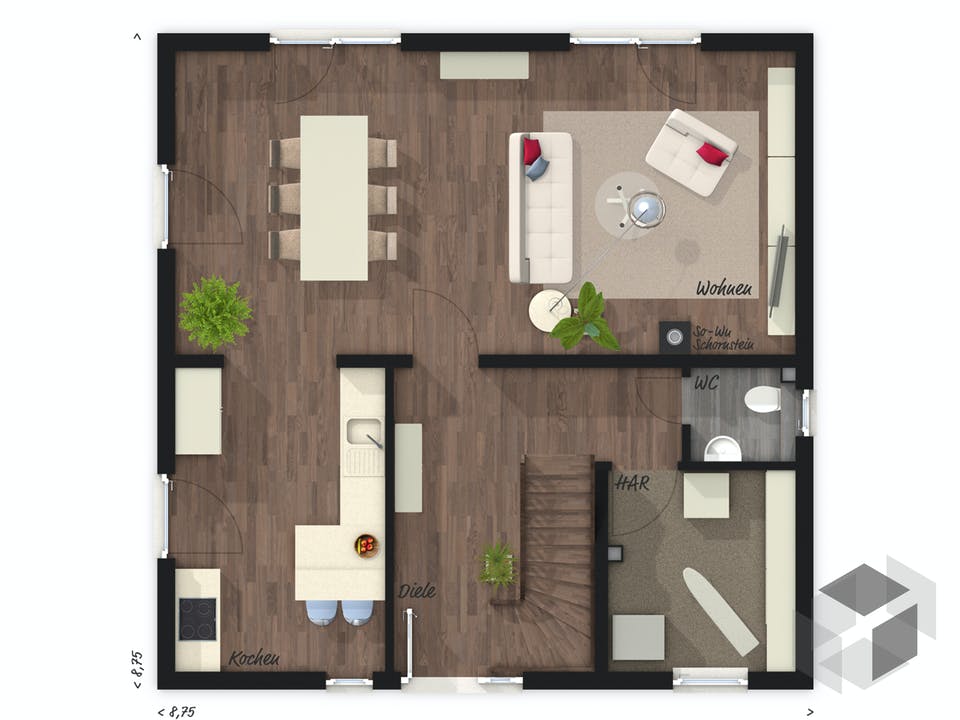Stadthaus Flair 124 ZD von Town & Country Haus Deutschland Grundriss