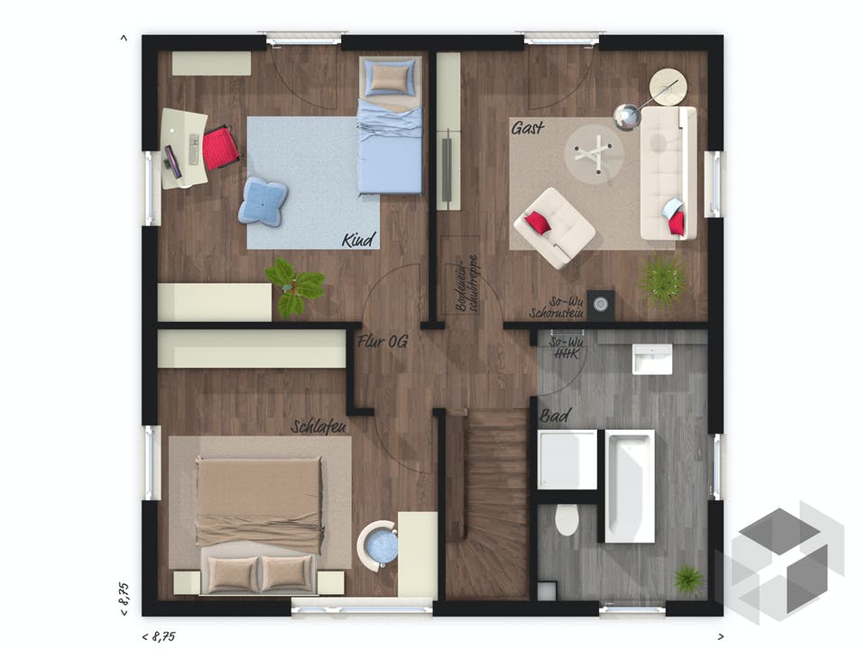 Stadthaus Flair 124 ZD von Town & Country Haus Deutschland Grundriss