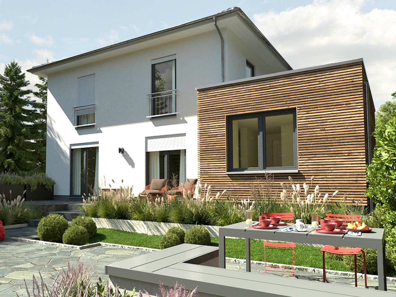 Massivhaus Stadthaus Flair 124 ZD von Town & Country Haus Deutschland Schlüsselfertig ab 236950€, Stadtvilla Außenansicht 1