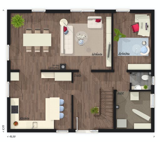 Massivhaus Stadthaus Flair 152 RE von Town & Country Haus Deutschland Schlüsselfertig ab 238250€, Stadtvilla Grundriss 1