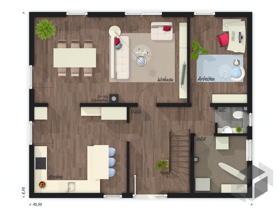 Stadthaus Flair 152 RE von Town & Country Haus Deutschland Grundriss