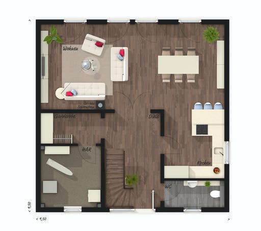 Massivhaus Stadtvilla 145 ZD von Town & Country Haus Deutschland Schlüsselfertig ab 238350€, Stadtvilla Grundriss 1