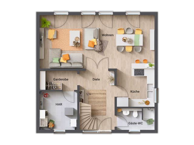 Massivhaus Stadtvilla 145 von Town & Country Haus Deutschland Schlüsselfertig ab 264390€, Stadtvilla Grundriss 1