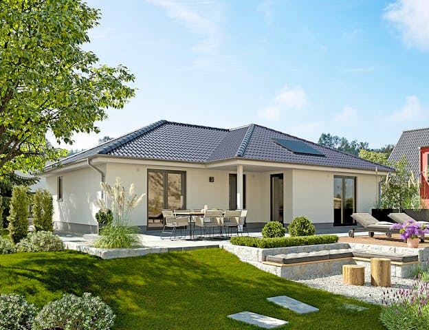 Bungalow in Thüringen von Town & Country Haus: Das Massivbau-Franchiseunternehmen aus Hörselberg-Hainich, Ortsteil Behringen, in Thüringen bietet standardisierte Häuser mit Fokus auf Sicherheit (Schutzbriefe) & solides Preis-Leistungs-Verhältnis