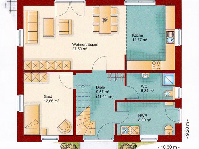 Massivhaus Familienhaus 160 von Team Massivhaus Schlüsselfertig ab 185400€, Satteldach-Klassiker Grundriss 1