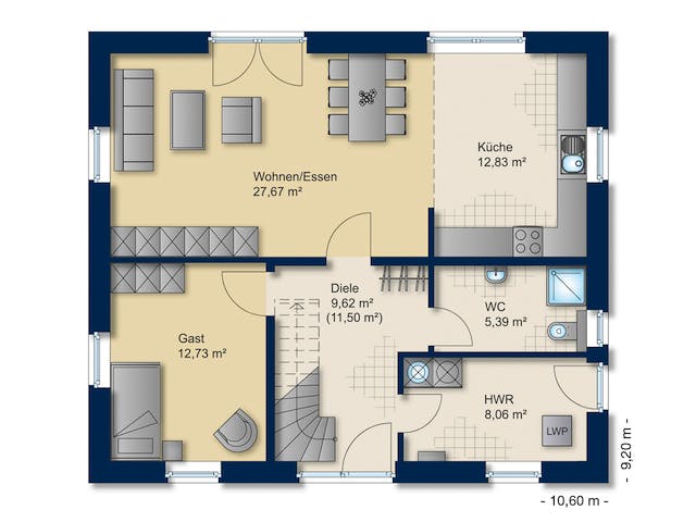 Massivhaus Familienhaus 160 von Team Massivhaus Schlüsselfertig ab 228900€, Satteldach-Klassiker Grundriss 1