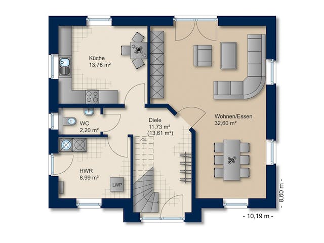 Massivhaus Friesenhaus 145 von Team Massivhaus Schlüsselfertig ab 221900€, Satteldach-Klassiker Grundriss 1