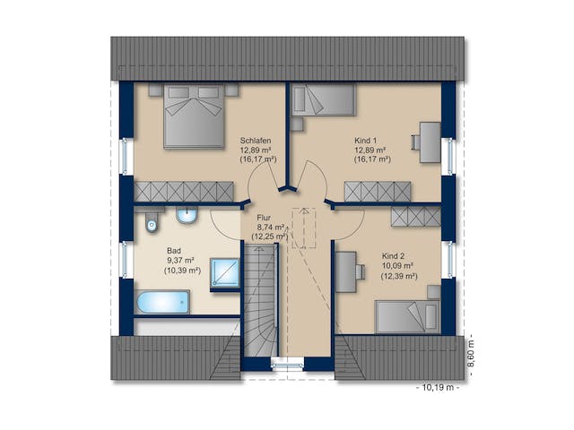 Massivhaus Friesenhaus 145 von Team Massivhaus Schlüsselfertig ab 221900€, Satteldach-Klassiker Grundriss 2
