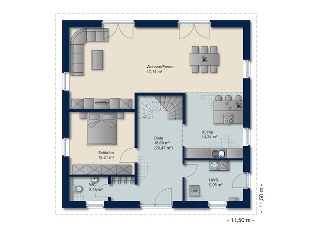 Massivhaus Stadtvilla Toskana 200 von Team Massivhaus Schlüsselfertig ab 294900€, Stadtvilla Grundriss 1