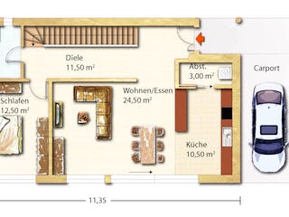 Fertighaus Tessin von Holzhaus Rosskopf Schlüsselfertig ab 499000€, Cubushaus Grundriss 1