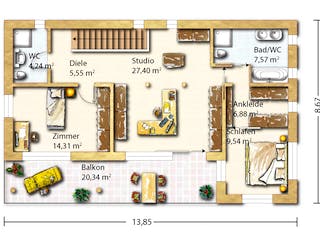Fertighaus Tessin von Holzhaus Rosskopf Schlüsselfertig ab 499000€, Cubushaus Grundriss 2