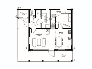 Blockhaus Brixen von Thule Blockhaus Bausatzhaus ab 143860€, Blockhaus Grundriss 1