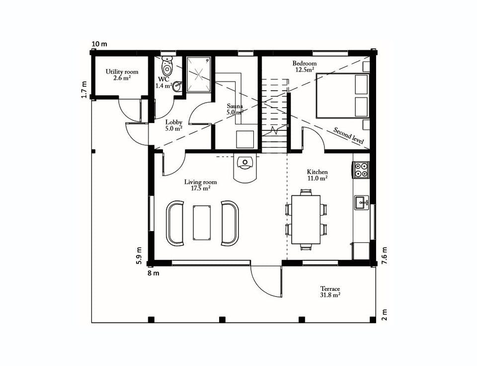Blockhaus Brixen von Thule Blockhaus Bausatzhaus ab 143860€, Blockhaus Grundriss 1