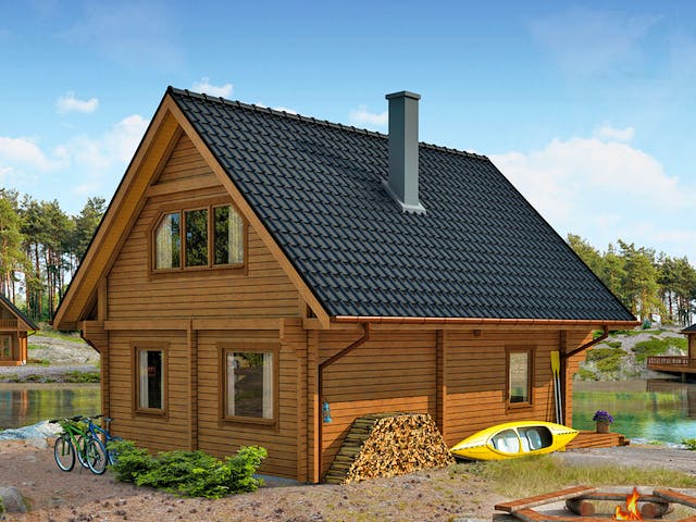 Blockhaus Fjord Premium von Thule Blockhaus Bausatzhaus ab 76220€, Blockhaus Außenansicht 4