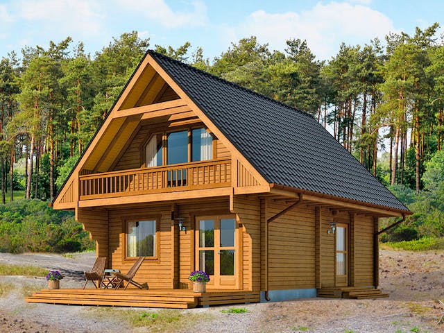 Einfamilienhaus Fjord Premium von Thule Blockhaus Fertighaus.de