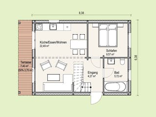 Blockhaus Fjord Premium von Thule Blockhaus Bausatzhaus ab 76220€, Blockhaus Grundriss 1