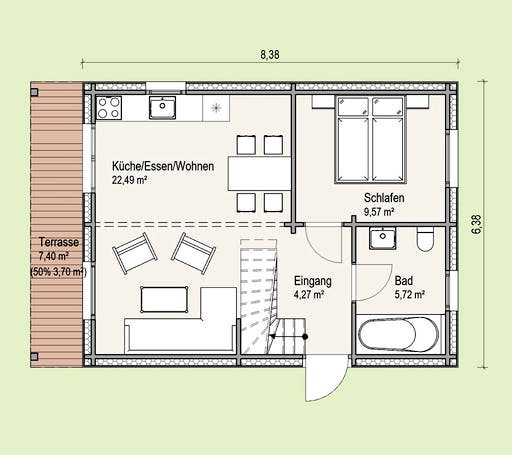 Blockhaus Fjord Premium von Thule Blockhaus Bausatzhaus ab 76220€, Blockhaus Grundriss 1