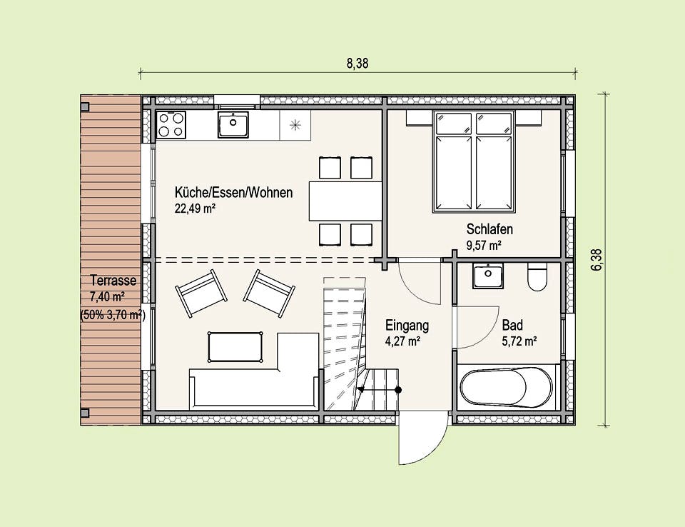 Blockhaus Fjord Premium von Thule Blockhaus Bausatzhaus ab 76220€, Blockhaus Grundriss 1