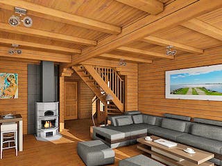 Blockhaus Fjord Premium von Thule Blockhaus Bausatzhaus ab 76220€, Blockhaus Innenansicht 2