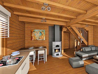 Blockhaus Fjord Premium von Thule Blockhaus Bausatzhaus ab 76220€, Blockhaus Innenansicht 3