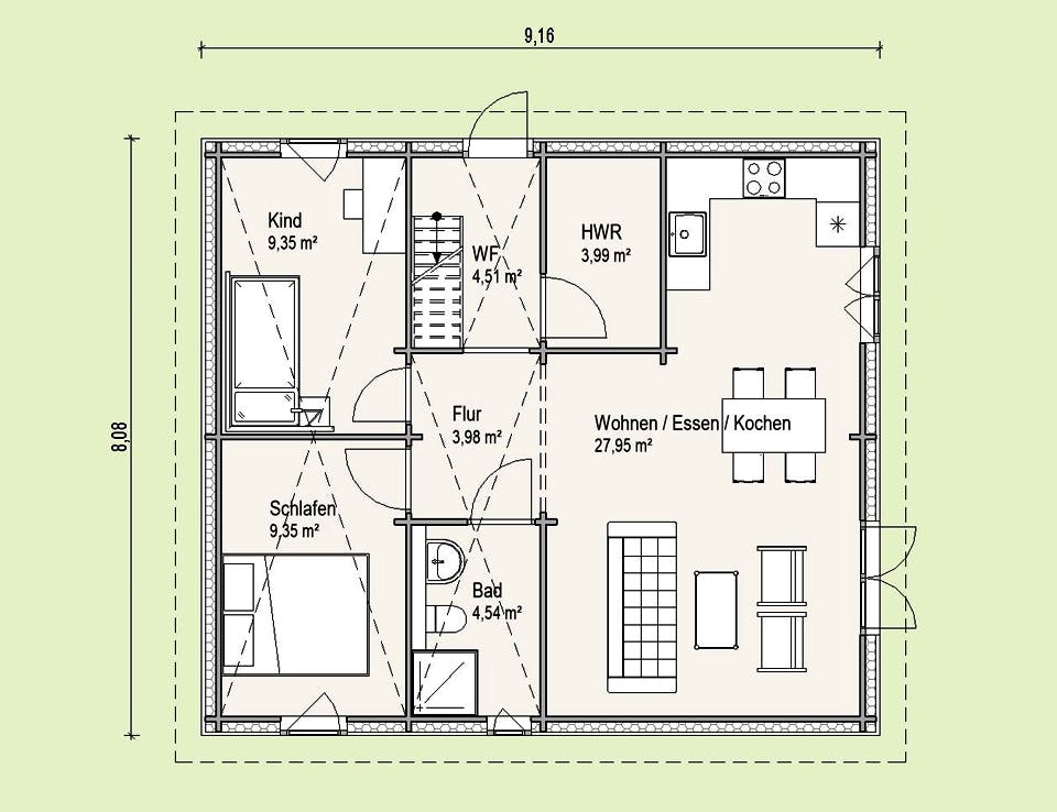 Blockhaus "Jetzt erst recht"-Haus von Thule Blockhaus Bausatzhaus ab 48750€, Blockhaus Grundriss 1