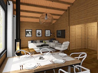 Blockhaus "Jetzt erst recht"-Haus von Thule Blockhaus Bausatzhaus ab 48750€, Blockhaus Innenansicht 1