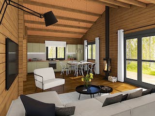 Blockhaus "Jetzt erst recht"-Haus von Thule Blockhaus Bausatzhaus ab 48750€, Blockhaus Innenansicht 2