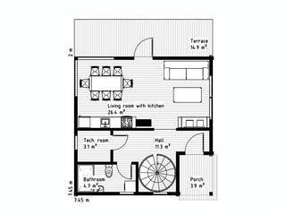 Blockhaus Kitzbühel von Thule Blockhaus Bausatzhaus ab 152050€, Blockhaus Grundriss 1