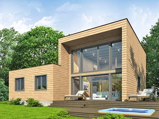 Blockhaus KuBu von Thule Blockhaus Bausatzhaus ab 147300€, Blockhaus Außenansicht 1