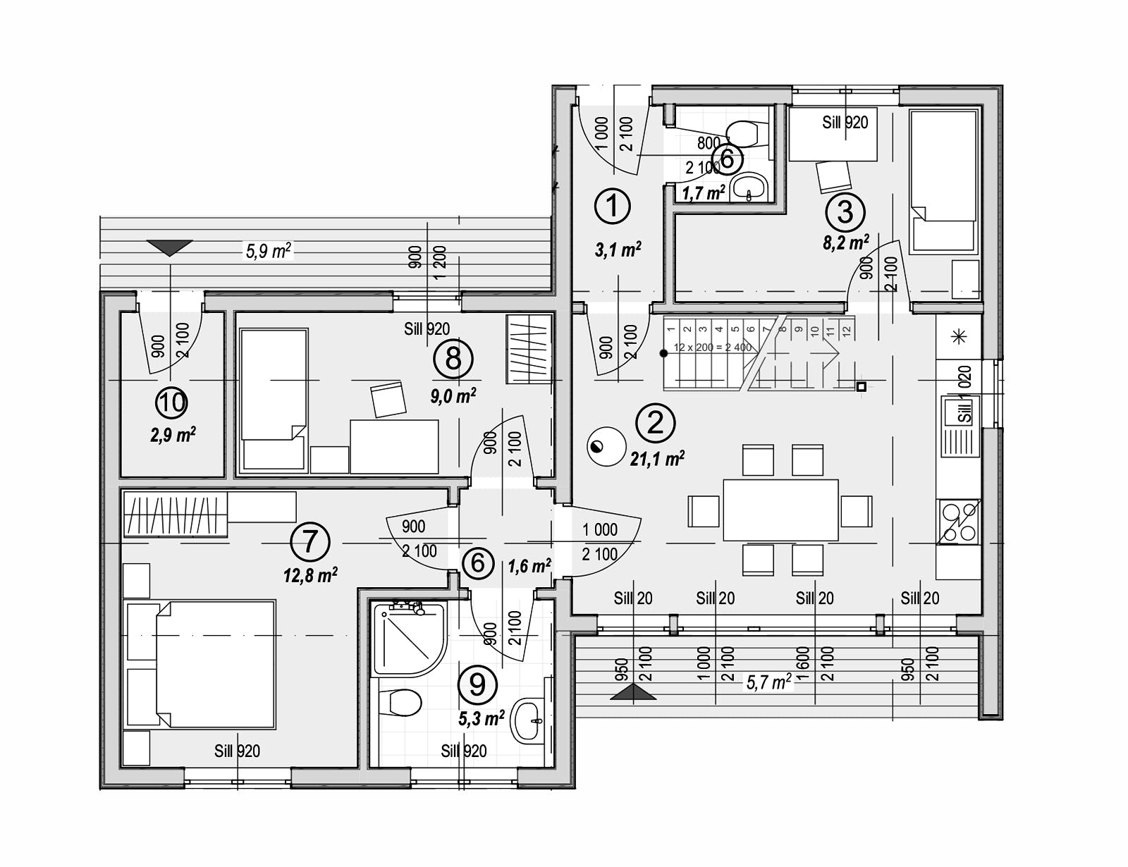 Blockhaus KuBu von Thule Blockhaus Bausatzhaus ab 147300€, Blockhaus Grundriss 1