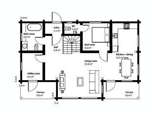 Blockhaus Sölden von Thule Blockhaus Bausatzhaus ab 178500€, Blockhaus Grundriss 1