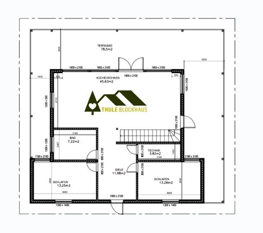 Blockhaus Taunus von Thule Blockhaus Bausatzhaus ab 199800€, Blockhaus Grundriss 1