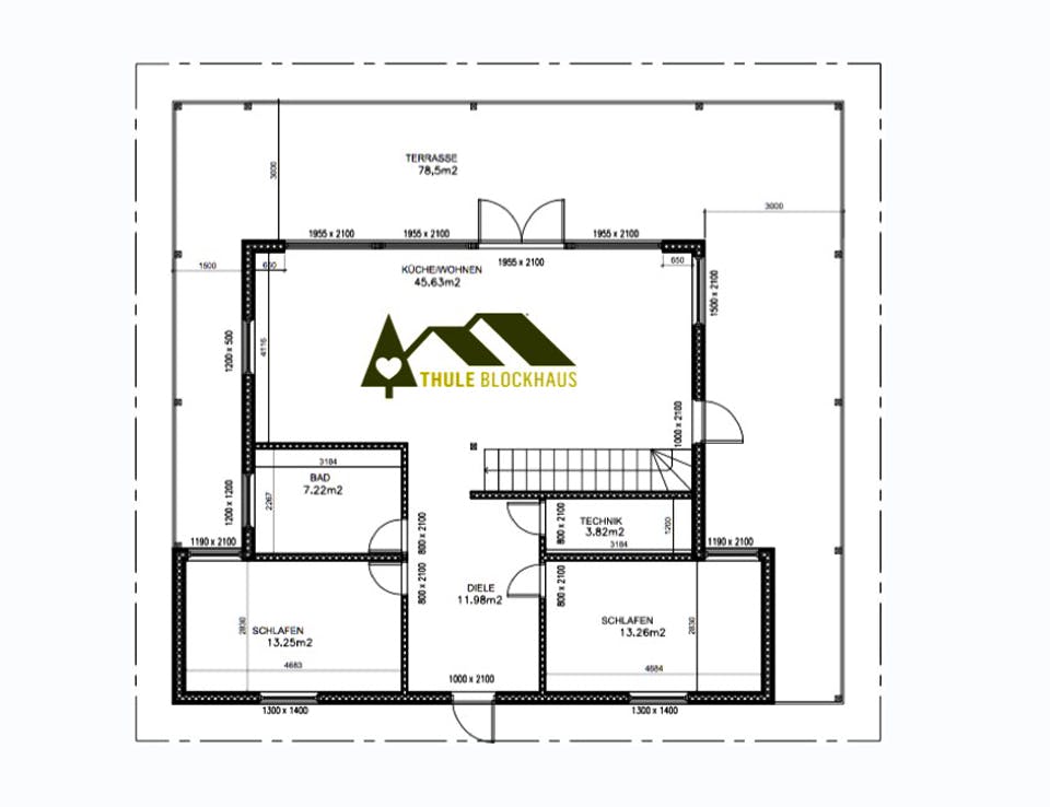 Blockhaus Taunus von Thule Blockhaus Bausatzhaus ab 199800€, Blockhaus Grundriss 1