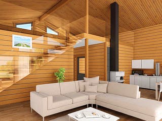 Blockhaus Taunus von Thule Blockhaus Bausatzhaus ab 199800€, Blockhaus Innenansicht 1