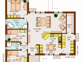 Fertighaus Tidö von Eksjöhus AB Bausatzhaus ab 142475€, Bungalow Grundriss 1