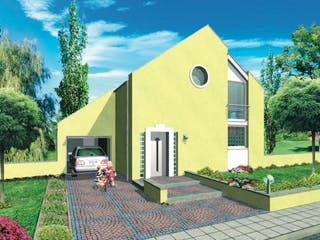 Massivhaus Toskana von VARIANT-HAUS Bausatzhaus ab 44764€, Satteldach-Klassiker Außenansicht 1