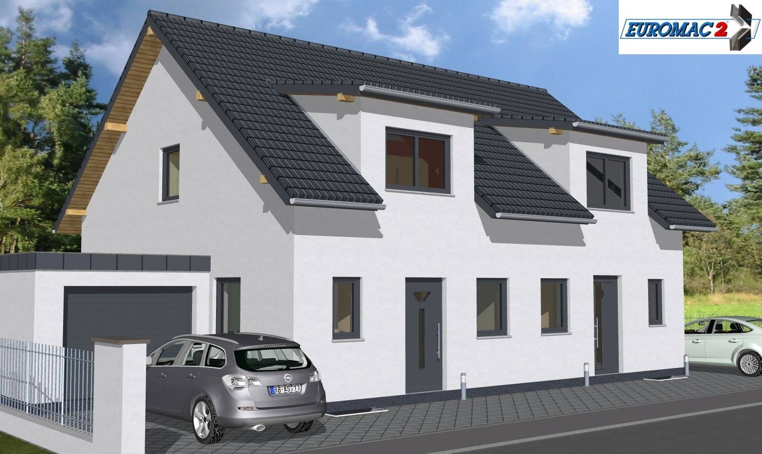 Massivhaus Trend 110 SG von EUROMAC 2 S.A.S. Bausatzhaus ab 29670€, Satteldach-Klassiker Außenansicht 1