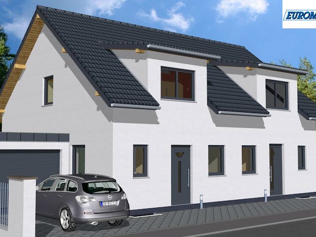 Massivhaus Trend 110 SG von EUROMAC 2 S.A.S. Bausatzhaus ab 29670€, Satteldach-Klassiker Außenansicht 1